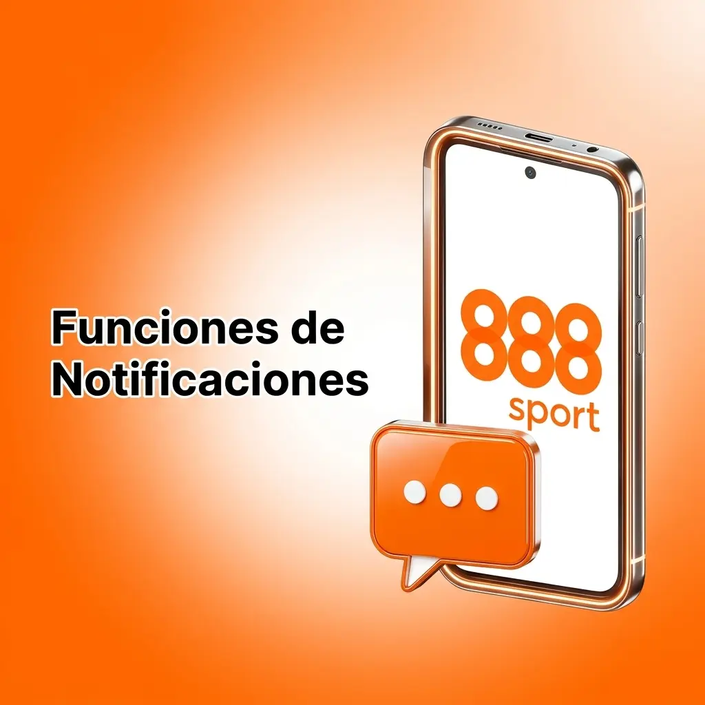Pantalla de configuración de notificaciones push en app 888Sport y 888Casino con opciones personalizables por categoría