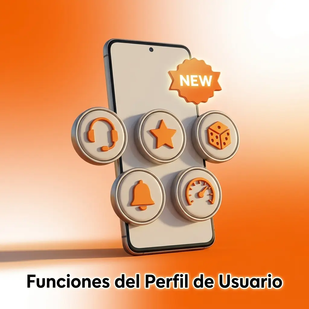 Panel de perfil de usuario en app con saldo, historial, seguridad biométrica y límites de juego responsable